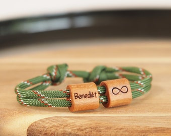 myjori surfer wooden bracelet personalized with desired engraving, name bracelet