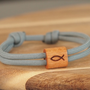Wooden Bracelet Fish, Sailing Rope, Communion, Confirmation, Baptism