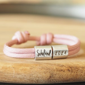 bracelet écolier myjori personnalisé avec nom, inscription scolaire 2024, cône scolaire, corde à voile