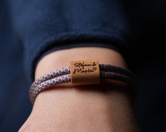 Wooden bracelet name sailing rope bracelet with family children motif