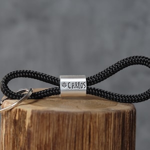 Keychain with name personalized from sailing rope hand-stamped | Anniversary