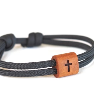 Wooden bracelet cross, sailing rope, communion, confirmation, baptism image 2