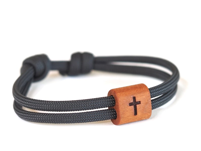 Wooden bracelet cross, sailing rope, communion, confirmation, baptism image 2