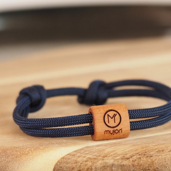 myjori Surfer Holz Armband eigenes Logo, Segeltau, Armband mit Gravur