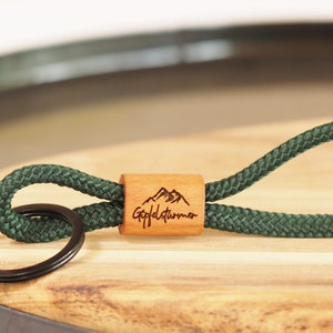 Personalized wooden keychain made of sailing rope mountain Summiteer image 1