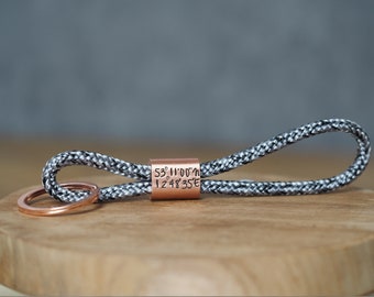 Coordinates Keychain personalized with GPS coordinates