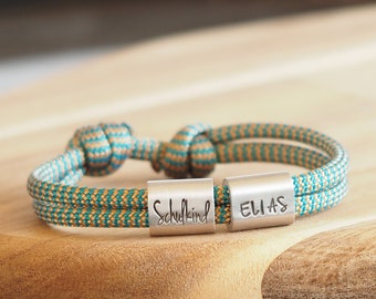 pulsera escolar myjori personalizada con nombre, matrícula escolar 2022, mochila escolar, cuerda de vela