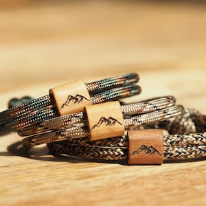 Mountaineer wooden mountain bracelet made of sailing rope with a mountain motif image 8