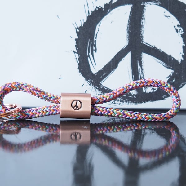 Surfer Keychain Peace made of sailing rope hand-stamped, love, peace, personalized