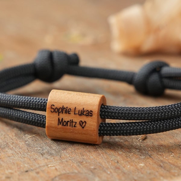 Namen Armband Holz personalisiert mit Wunschgravur Holzarmband Familie Kinder