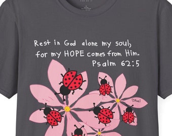 Ladybug Artwork Shirt, Scripture Art Unisex Tee, Autism Artist Design T-shirt, Ladybug, Unique Tee for Autism Awareness, Axel Can Do It