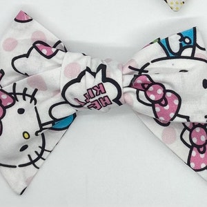Hello Kitty Fabric Hair Bows Polkadot Pink &white
