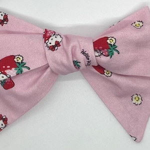 Hello Kitty Fabric Hair Bows Strawberry Kitty