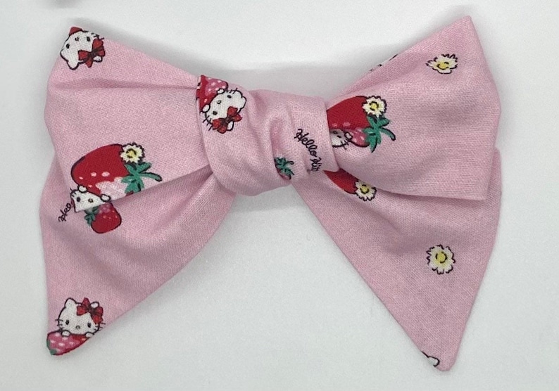 Hello Kitty Fabric Hair Bows Strawberry Kitty
