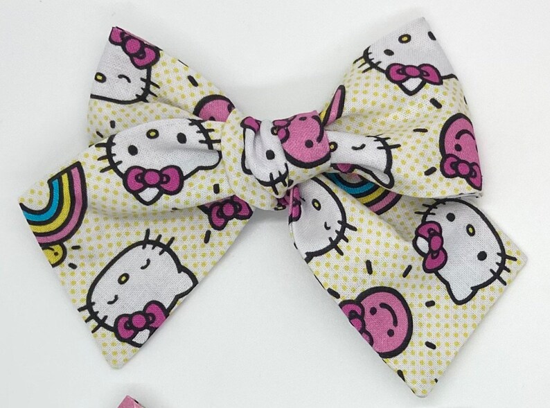 Hello Kitty Fabric Hair Bows Rainbow Kitty