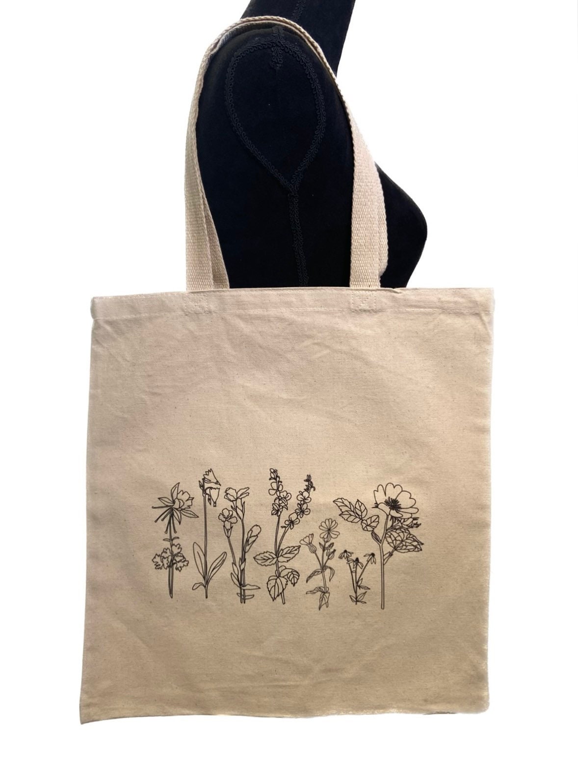 Flowers in Bloom Silhouette Canvas Tote Bag - Etsy