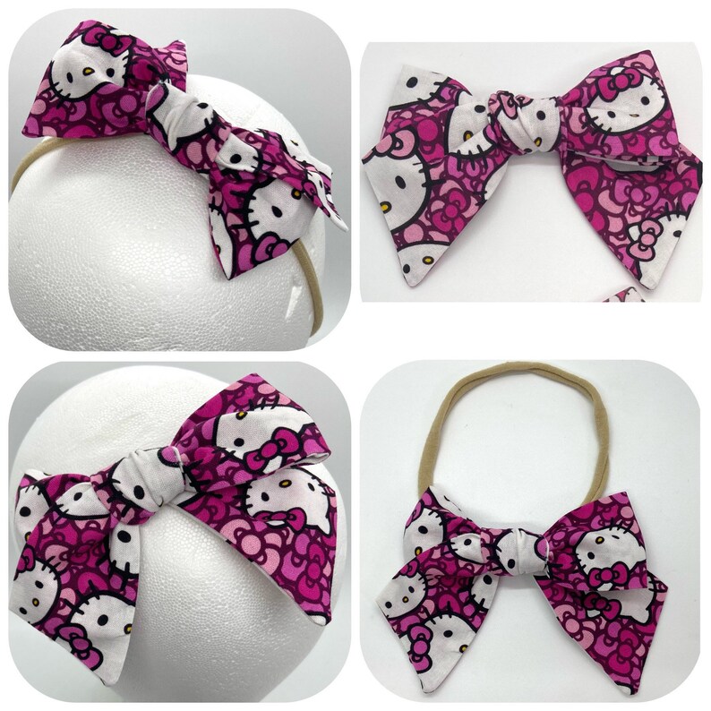 Hello Kitty Fabric Hair Bows Hot Pink Bows