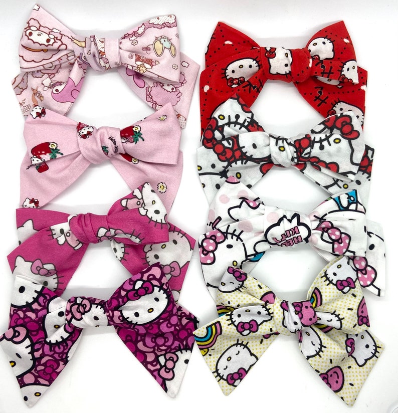 Hello Kitty Fabric Hair Bows image 1