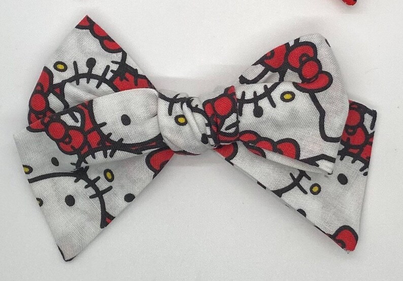 Hello Kitty Fabric Hair Bows Red bows kitty