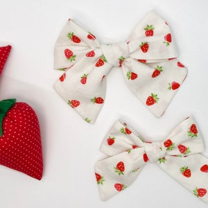 Strawberries Fabric Hair Bows