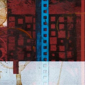 Título Los Compartimientos, pieza de 18 x 37,5 cm ó 7 x 14,6 pulgadas aproximadamente, realizada con técnica mixta sobre cartón y barnizada.