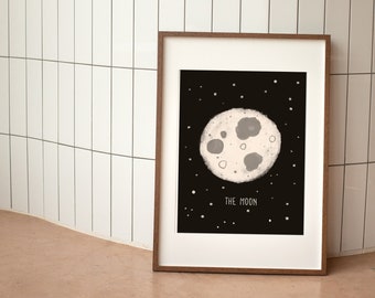 Art Print: Boho Moon / Moon Phase A4 Print / Modern Poster / Abstract Image / Wall Art Children's Room