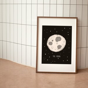 Impresión artística: Luna bohemia / Impresión A4 de fase lunar / Póster moderno / Cuadro abstracto / Arte mural para habitación infantil