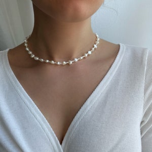 handmade freshwater pearl choker / freshwater pearl necklace