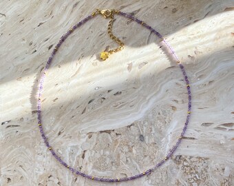 Purple gemstone necklace made of lilac amethyst / gift idea for woman / necklace wedding Christmas gift