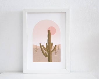 Art Print: Boho Cactus A4 Print / Poster Cacti / Natural Colors / Abstract Image