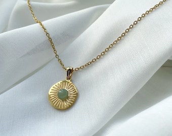 golden aventurine necklace “Valvia” / green gemstone necklace