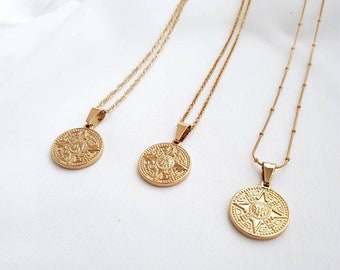 MAYA coin necklace made of gold-plated stainless steel