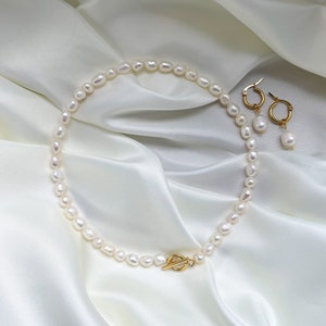 Tour de cou de perles baroques LINA en or ou argent / collier de perles deau douce avec bascule / idée cadeau pour femme / collier de mariage image 8