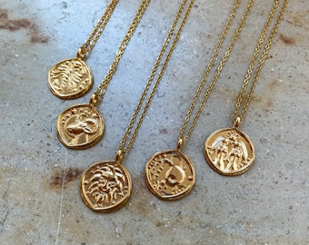 Zodiac sign necklace made of gold-plated stainless steel