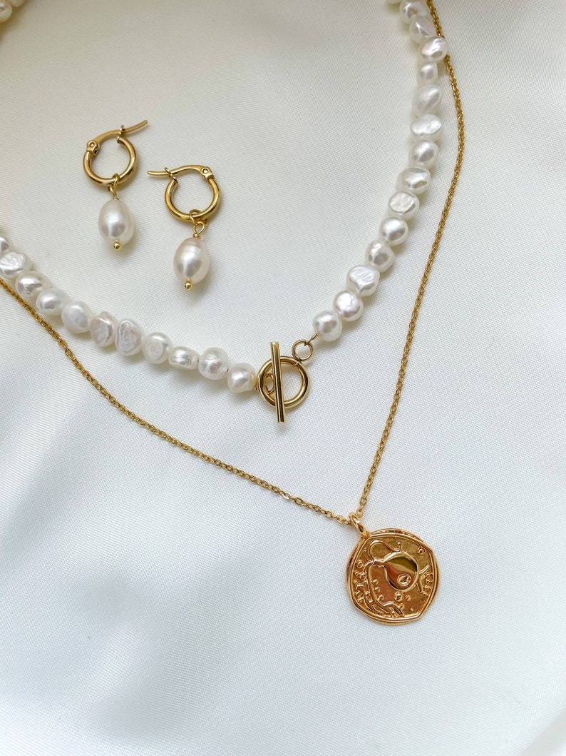 Tour de cou de perles baroques LINA en or ou argent / collier de perles deau douce avec bascule / idée cadeau pour femme / collier de mariage image 7