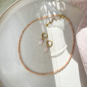 Handmade high-quality sunstone pearl necklace / gift idea for woman / wedding necklace