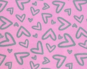 Fabric French Terry Hearts Pink Summer Sweat Jersey