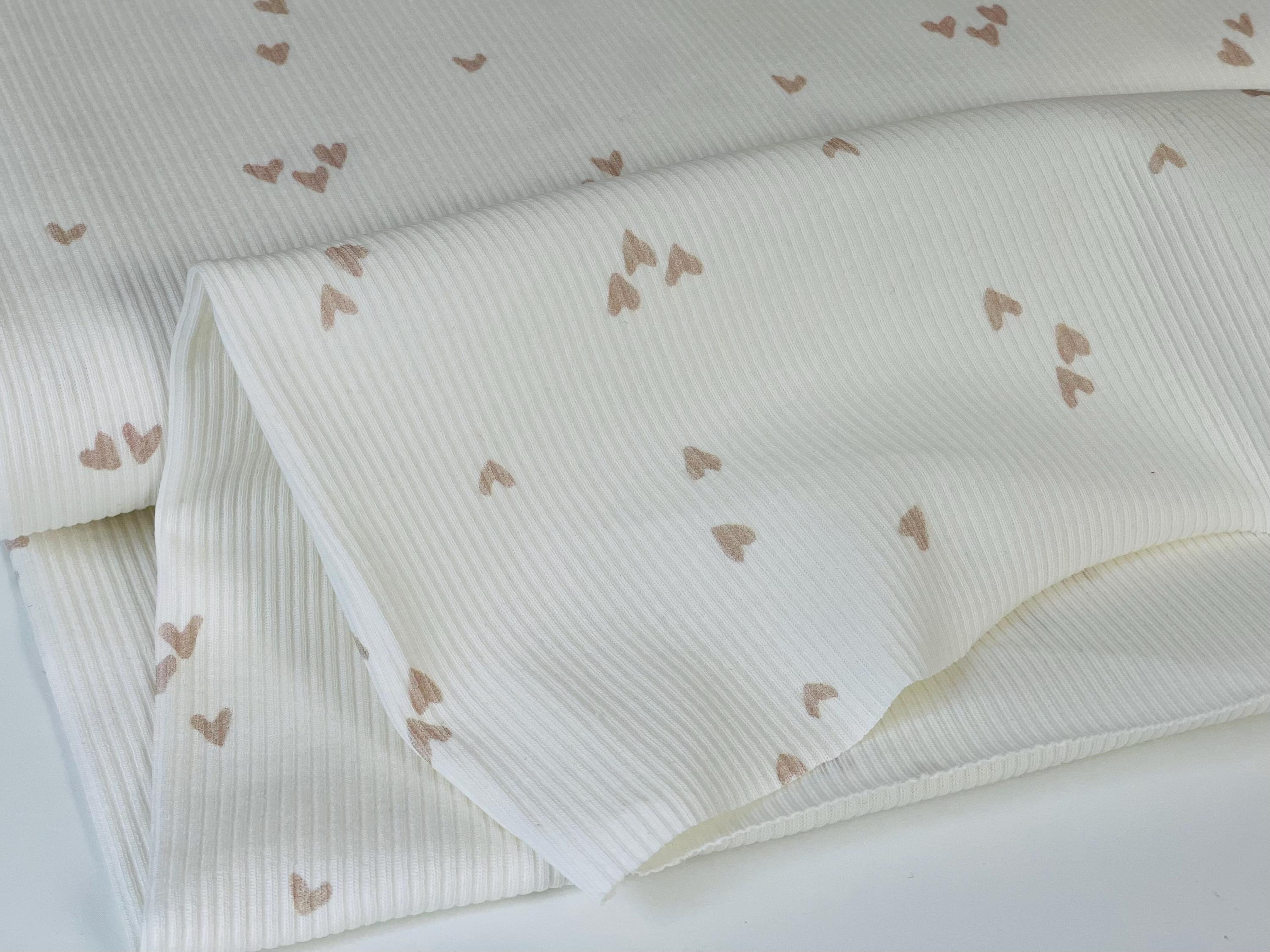Fabric Rib Knit Hearts Jersey Premium Quality Digital Print Oeko-Tex