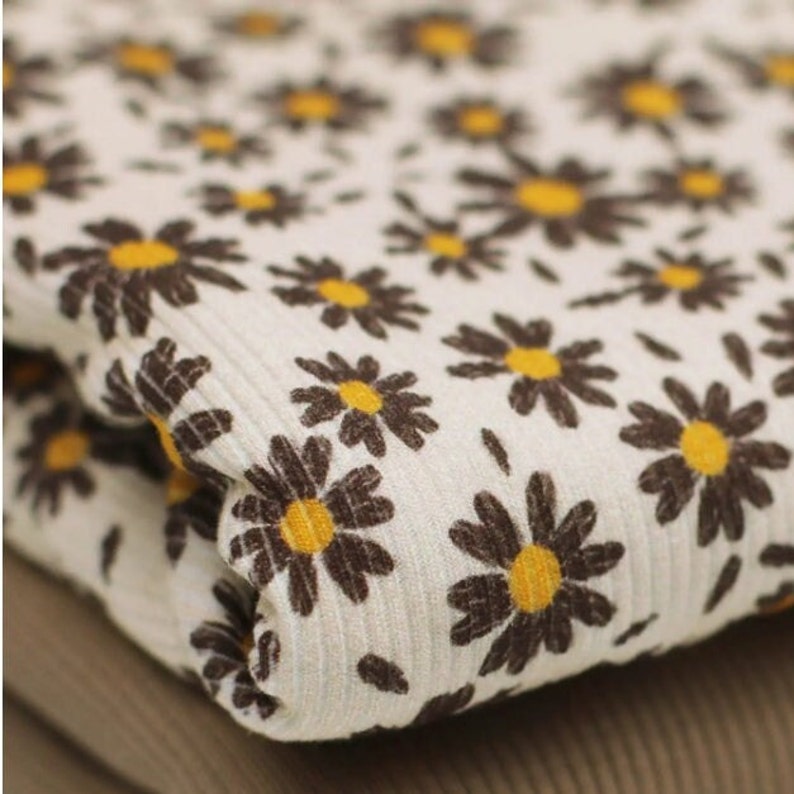 Stoff Rippenstrick Jersey Herzen Öko-Tex Sonnenblume beige