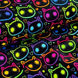 Stoff French Terry Jersey Digital Druck Monster Blasen Katze Öko-Tex Katze schwarz