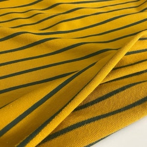 Fabric French Terry Mustard Petrol Stripes Premium Quality
