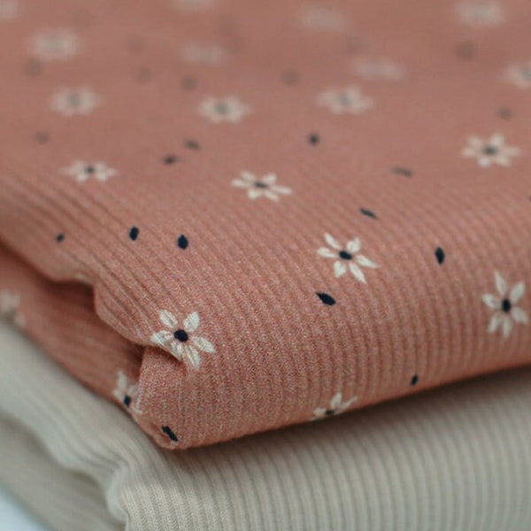 Fabric Rib Knit Star Flower Jersey Premium Quality Digital Print Oeko-Tex