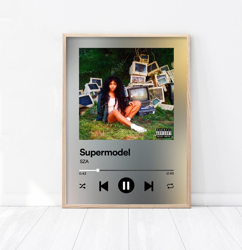 Printed music frame Spotify SZA poster ctrl prints print album love galore good days Travis Scott SZA Supermodel Printed album cover