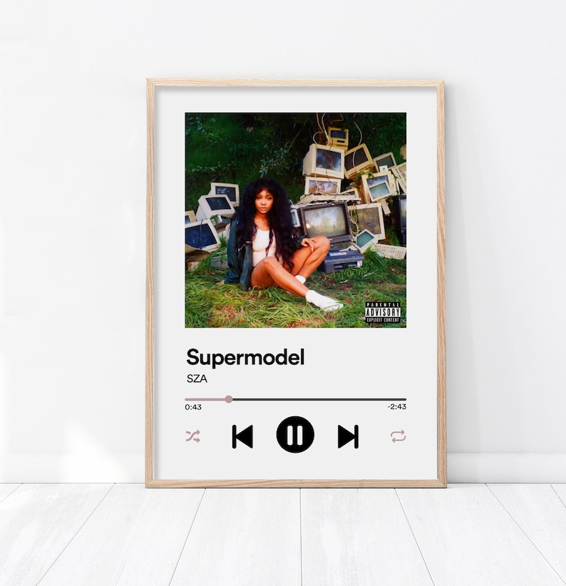 Printed music frame Spotify SZA poster ctrl prints print album love galore good days Travis Scott SZA Supermodel Printed album cover