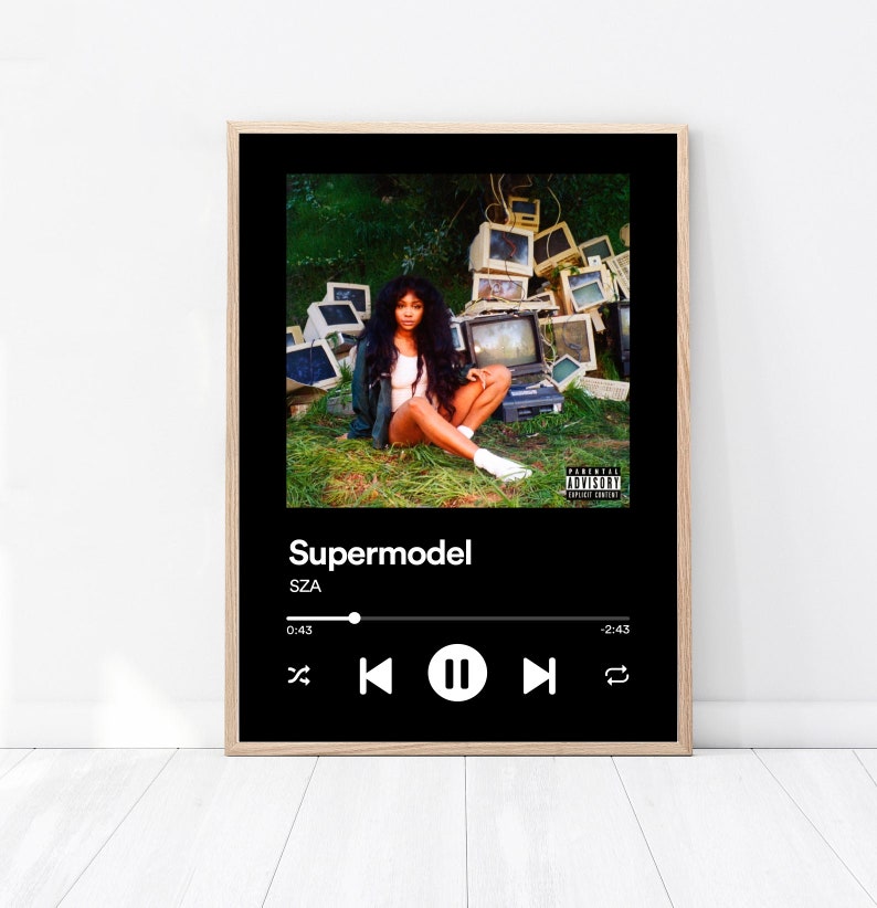 Printed music frame Spotify SZA poster ctrl prints print album love galore good days Travis Scott SZA Supermodel Printed album cover
