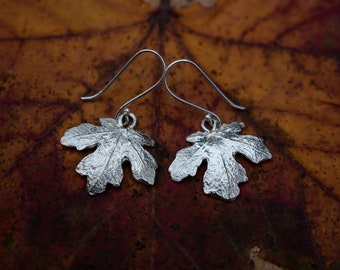 Earrings maple leaves original structure in sterling silver by Atelier Linnéa