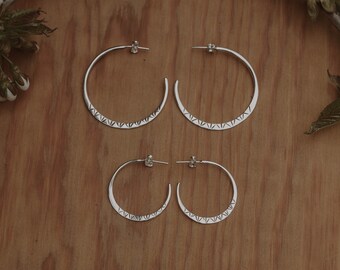 Tribal Art Hoop Earrings made of Sterling Silver · Open Tribal Hoop Earrings · by Atelier Linnéa