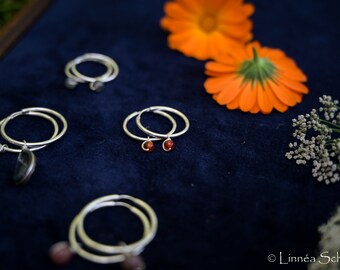 Small hoop earrings made of sterling silver with various genuine semi-precious stones by Atelier Linnéa