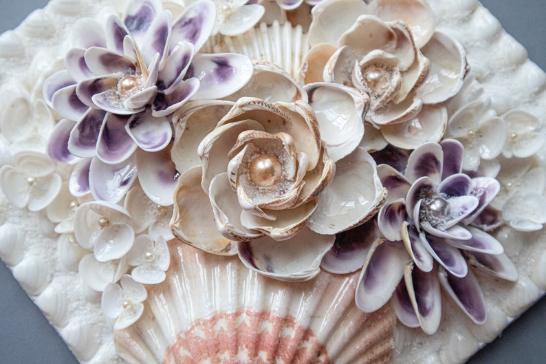 Décoration intérieure fait de coquillages Déco murale coquillages Fleurs de coquillages. Seashell bouquet. Shell Flowers. image 3