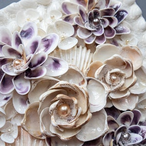 Décoration intérieure fait de coquillages Déco murale coquillages Fleurs de coquillages. Seashell bouquet. Shell Flowers. image 4